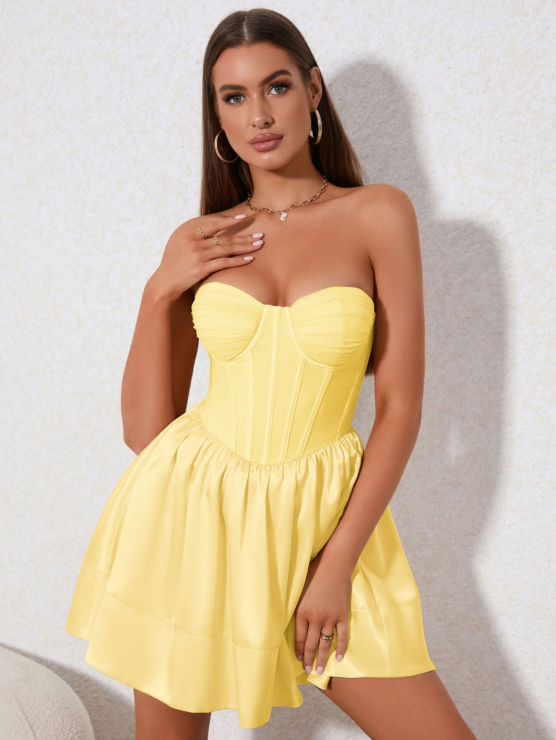 Ruffle Hem Bustier Tube Dress | Wedding Guest Dress