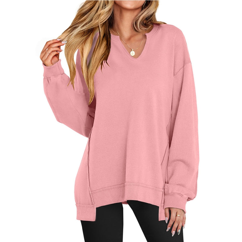 Women's Tunic Top V Neck Long Sleeve Oversized Relaxed Style