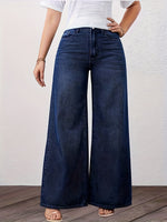 Load image into Gallery viewer, Women's Relaxed Blue Wide Leg Jeans High Waist Straight Style
