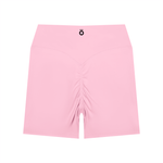 Load image into Gallery viewer, AntoniaHigh Waisted Yoga Biker Shorts - White &amp; Pink
