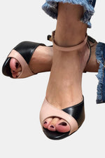 Load image into Gallery viewer, Women's Black Wedding Shoes Ankle Strap Open Toe Stiletto Heel
