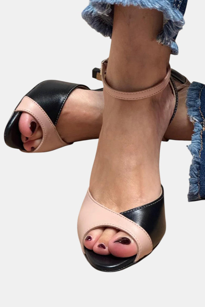 Women's Black Wedding Shoes Ankle Strap Open Toe Stiletto Heel