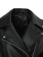 Load image into Gallery viewer, Women's Leather Moto Jacket Notch Lapel Asymmetric Zip Front Fitted Style
