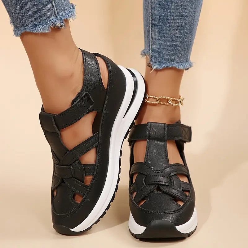 Women's Platform Sandals Cutout Strap Sporty Open Toe Style