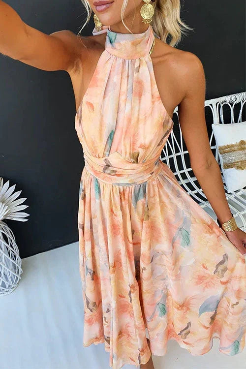 Women's Floral Halter Maxi Dress Formal Long Style