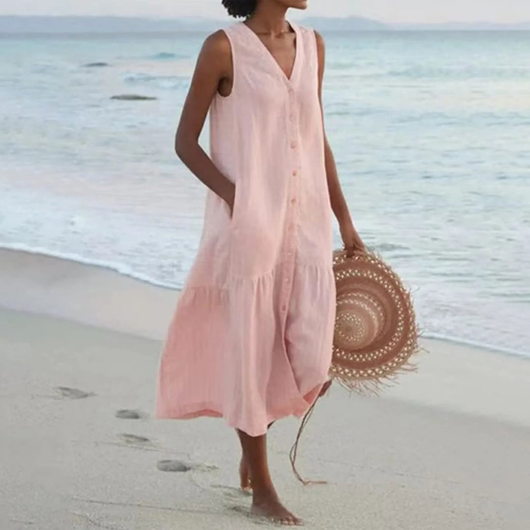 Women's White Sundress Casual Midi Style