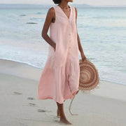 Women's White Sundress Casual Midi Style