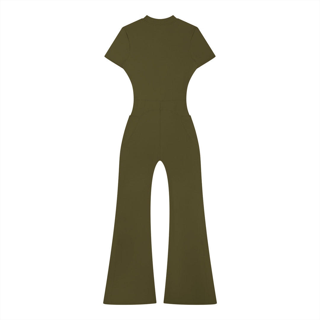 Nova Flared Leg Quarter-Zip Jumpsuit