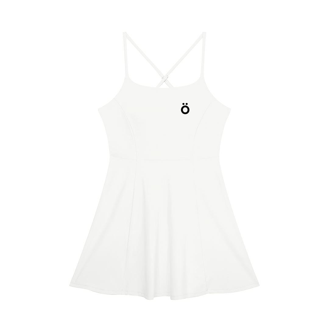 Clara Paneled A-Line Dress - In White & Sky Blue