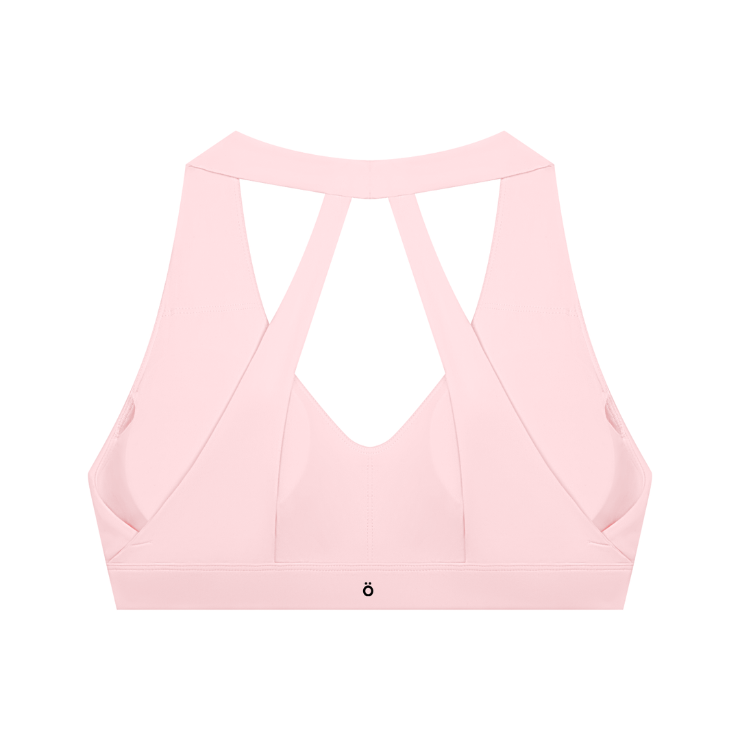 Flora Halter Cropped Sports Bra - In Pink