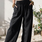 Load image into Gallery viewer, Women's Linen Wide Leg Pants High Waist Pocket Flowing Relaxed Casual Style
