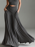 Load image into Gallery viewer, Women's Gray Maxi Dress Turtleneck Halter Cutout Waist Ruched Skirt Sleeveless Formal Style

