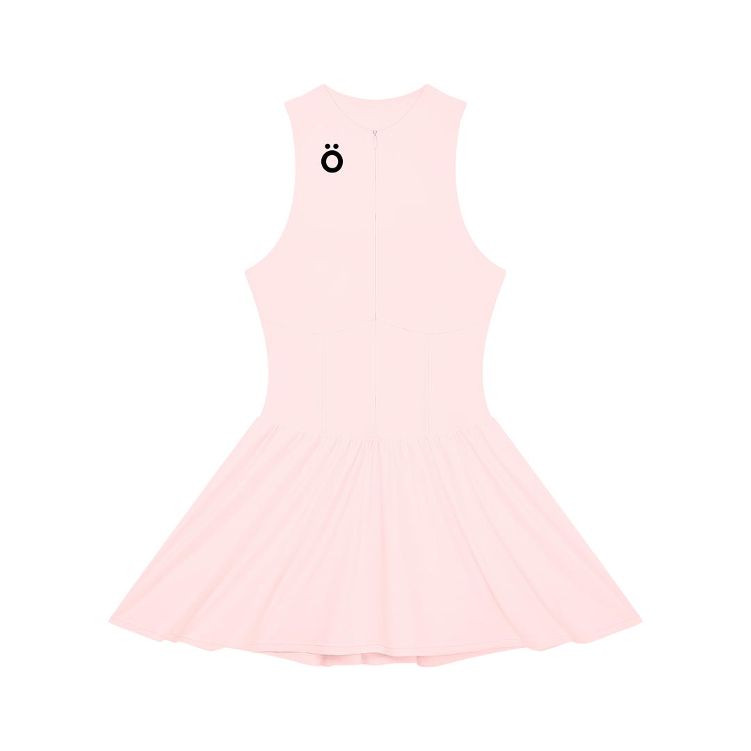Selena Ruched Sleeveless Full-Zip Dress - In Pink, Light Yellow, & Water Blue