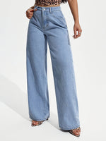 Load image into Gallery viewer, Women's Wide Leg Jeans High Waist Flowing Loose Fit Denim Style
