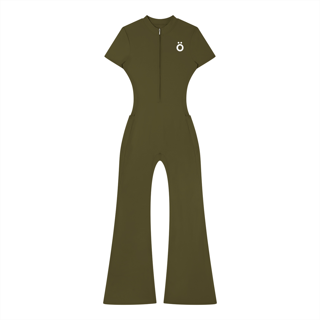 Nova Flared Leg Quarter-Zip Jumpsuit