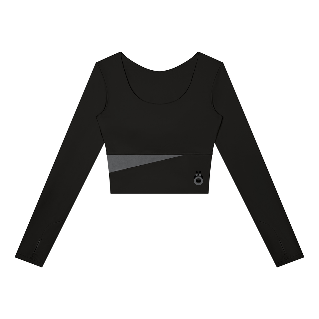Celestia Panelled Long Sleeve Yoga T-Shirt - In Black