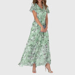 Load image into Gallery viewer, Women's Floral Maxi Dress V Neck Flutter Sleeve Flowing Chiffon Boho Style
