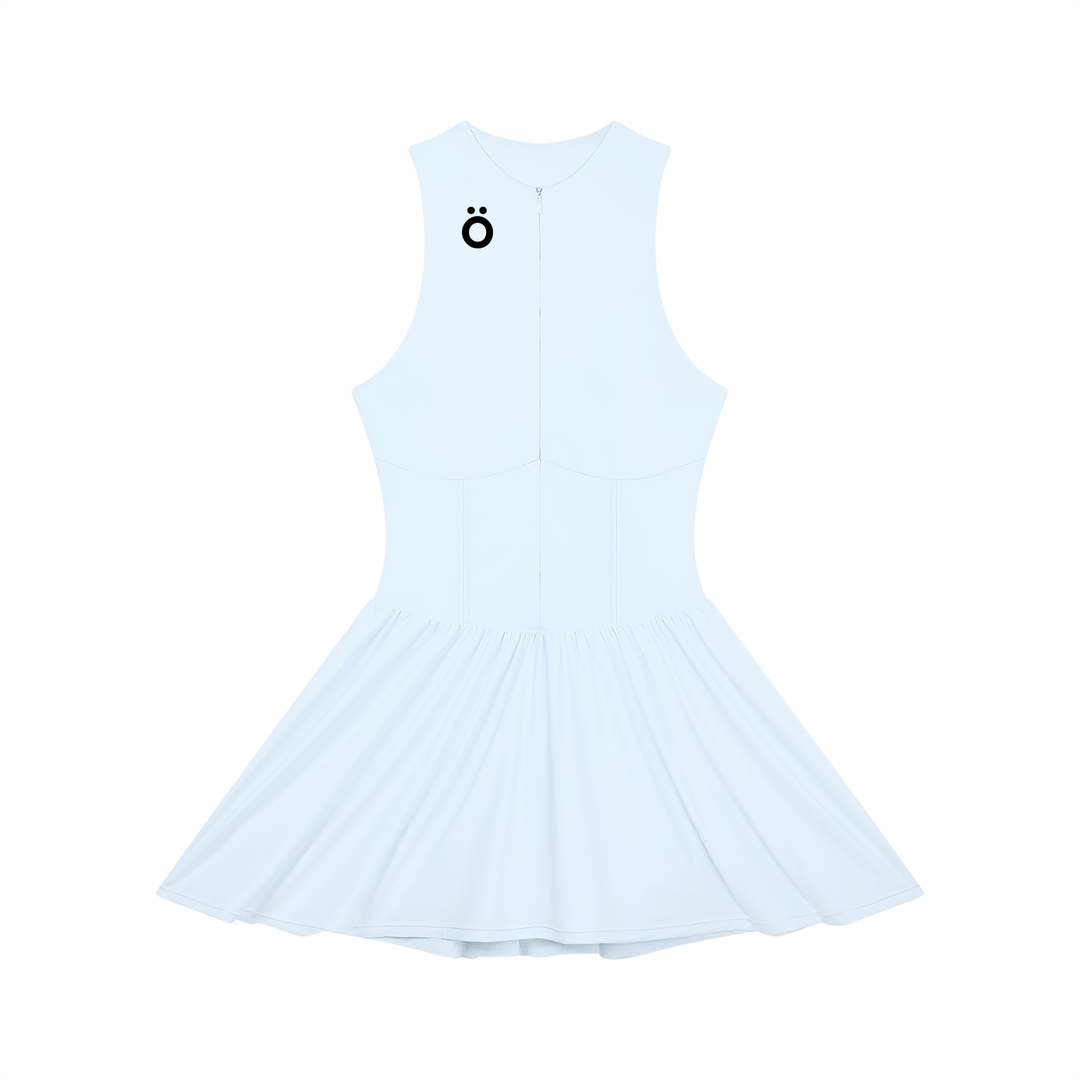 Selena Ruched Sleeveless Full-Zip Dress - In Pink, Light Yellow, & Water Blue