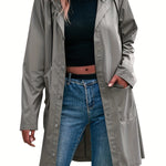 Load image into Gallery viewer, Women's Trench Coat Hooded Button Front Longline Pocket Style
