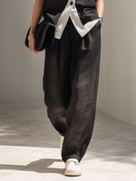 Load image into Gallery viewer, Women's Black Two Piece Set Contrast Trim Vest Top Wide Leg Pants Tailored Style

