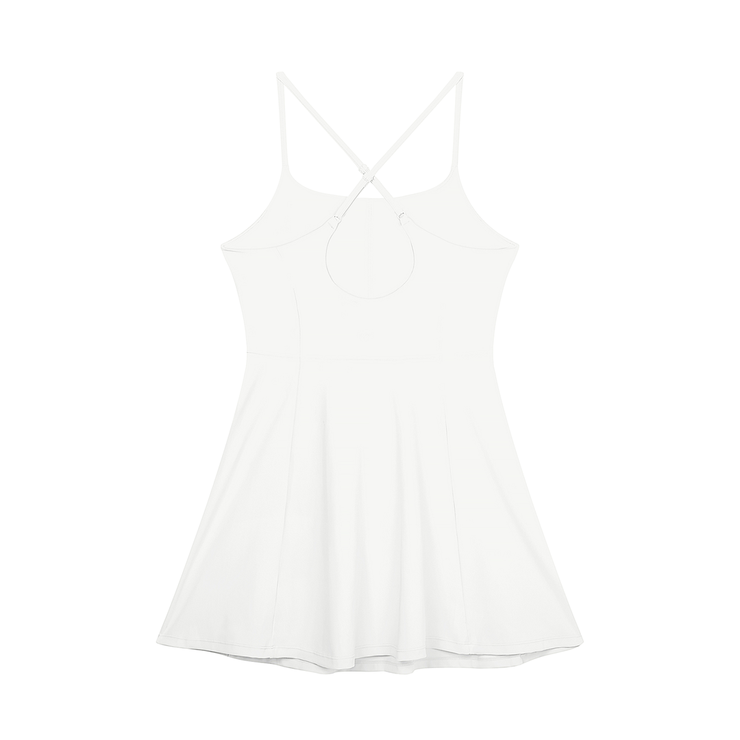 Clara Paneled A-Line Dress - In White & Sky Blue