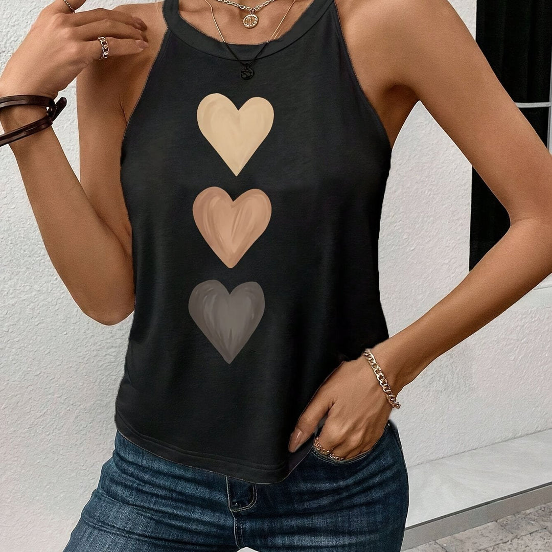 Women's Blouses Halter Neck Gradient Heart Print Sleeveless Casual Summer Top Style