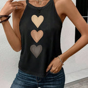 Women's Blouses Halter Neck Gradient Heart Print Sleeveless Casual Summer Top Style