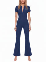 Load image into Gallery viewer, Nova Flared Leg Quarter-Zip Jumpsuit
