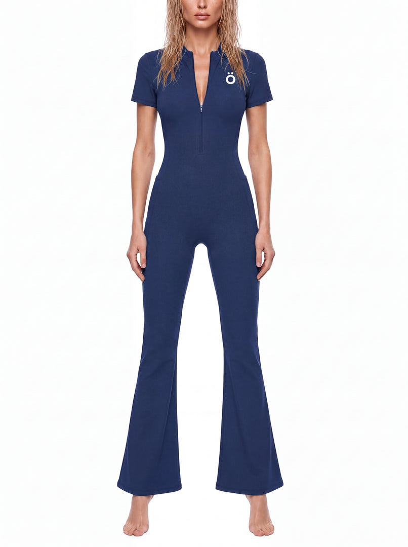 Nova Flared Leg Quarter-Zip Jumpsuit