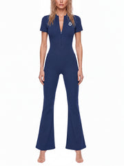 Nova Flared Leg Quarter-Zip Jumpsuit