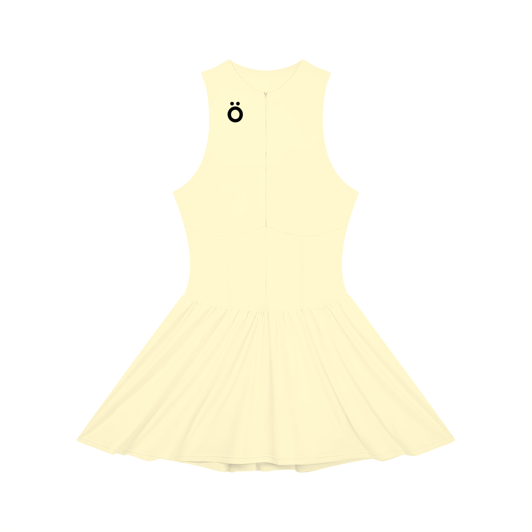 Selena Ruched Sleeveless Full-Zip Dress - In Pink, Light Yellow, & Water Blue