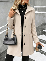 Load image into Gallery viewer, Women's Wool Coat Notch Collar Single Breasted Longline Style
