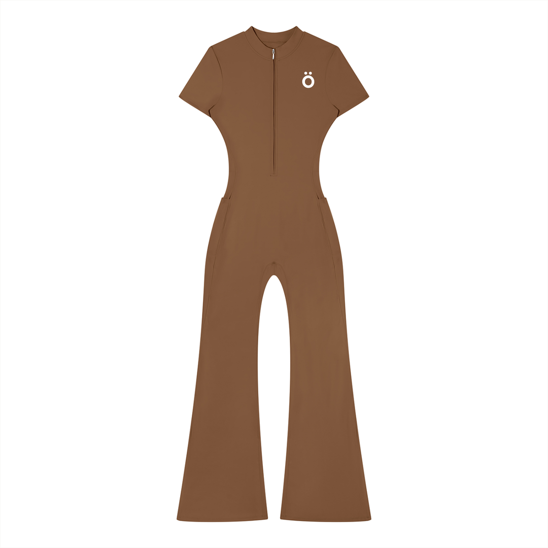 Nova Flared Leg Quarter-Zip Jumpsuit