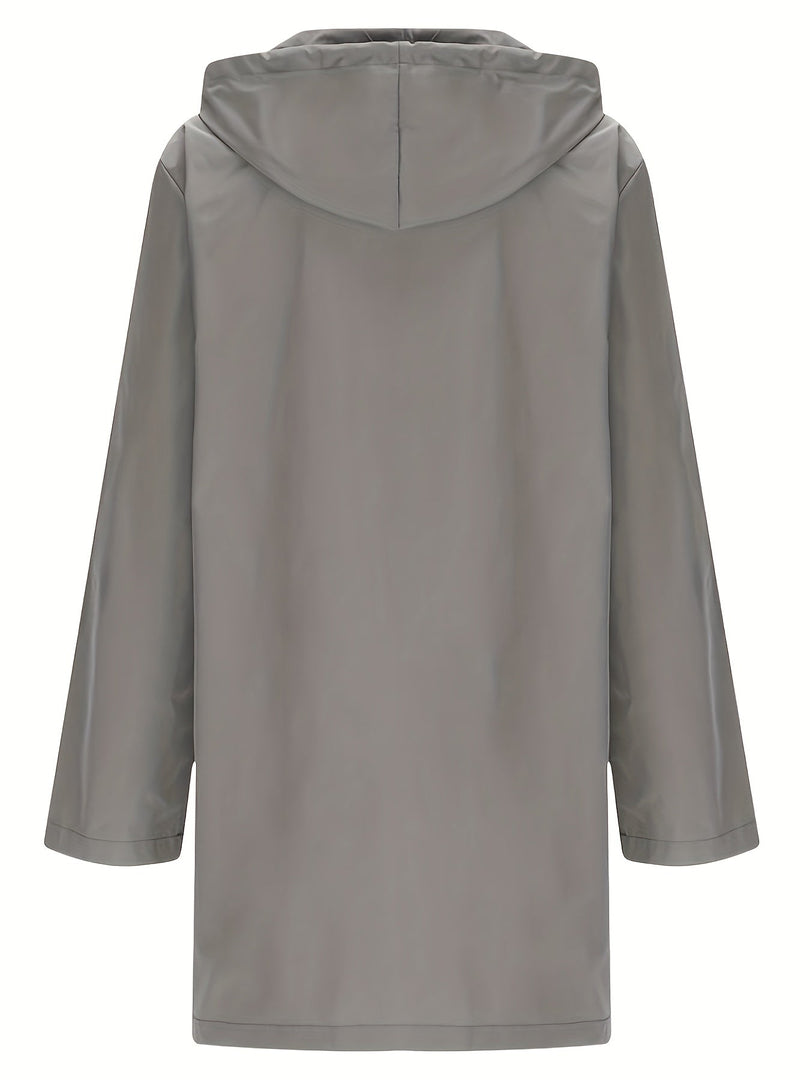 Women's Trench Coat Hooded Button Front Longline Pocket Style