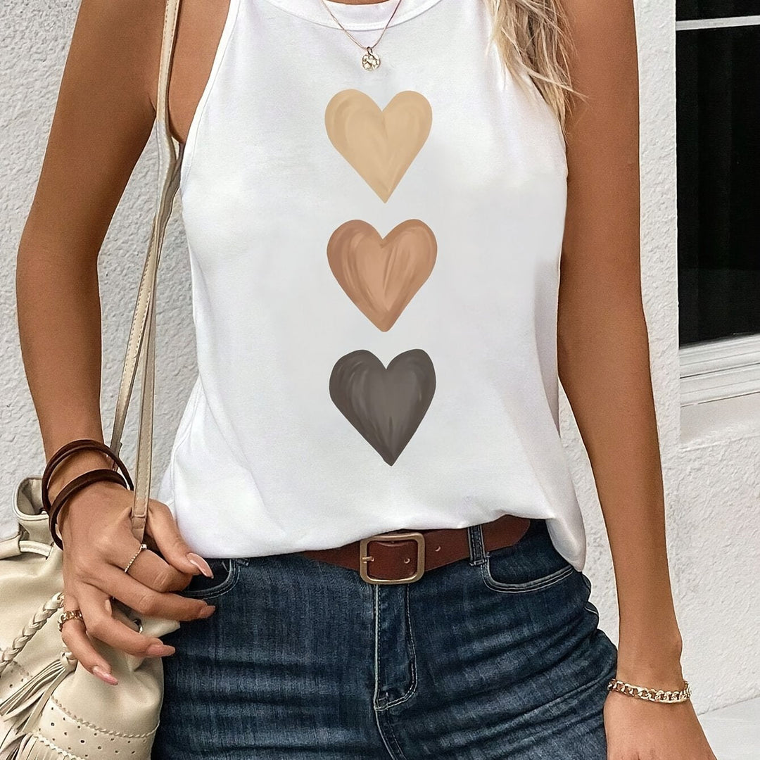 Women's Blouses Halter Neck Gradient Heart Print Sleeveless Casual Summer Top Style