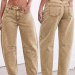Load image into Gallery viewer, Women's Relaxed Khaki Barrel Jeans High Waist Curved Leg
