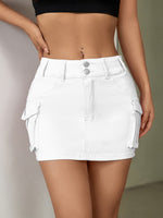 Load image into Gallery viewer, Women's Denim Mini Skirt High Waist Cargo Pocket Jean Skirt Street Style
