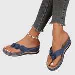 Load image into Gallery viewer, Women's Wedge Sandals Floral Strap Flip Flop Style

