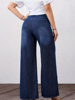 Load image into Gallery viewer, Women's Relaxed Blue Wide Leg Jeans High Waist Straight Style
