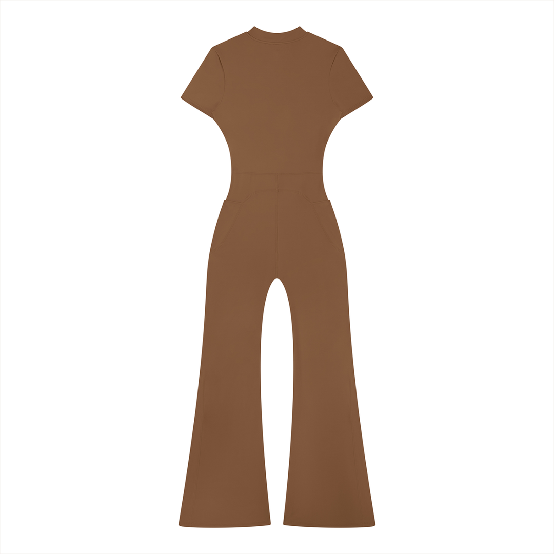 Nova Flared Leg Quarter-Zip Jumpsuit