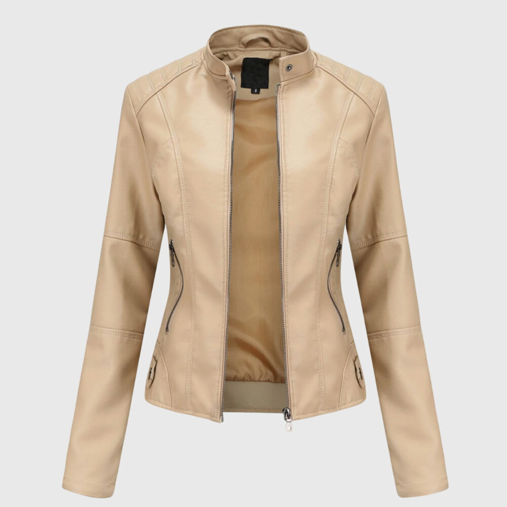 Women's Leather Jacket Button Front Collared Oversized Shacket Style