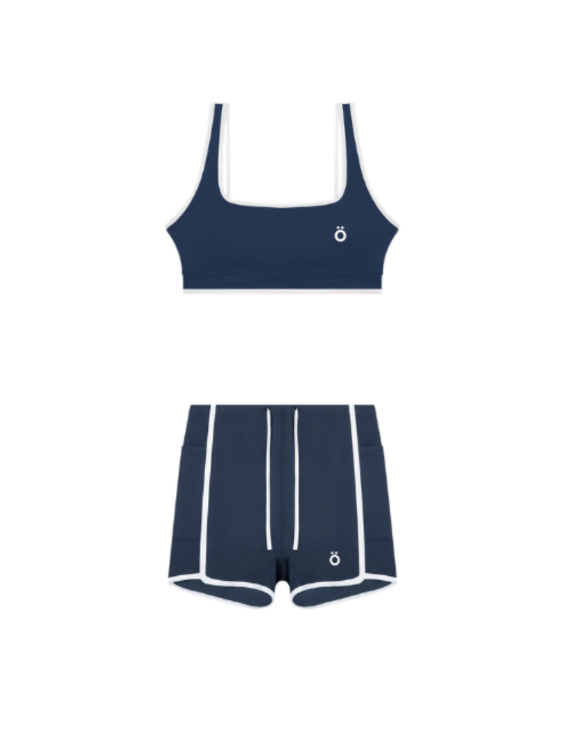 Ella + Mira Block Yoga Bra and Shorts Matching Set