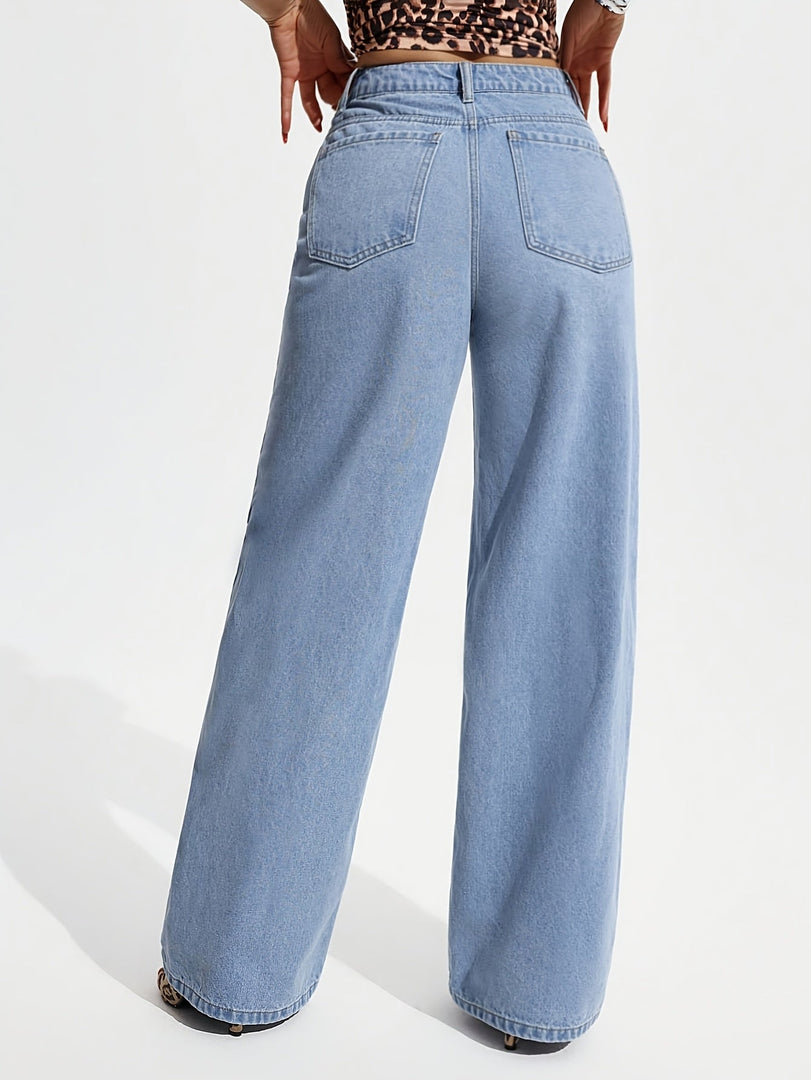 Women's Wide Leg Jeans High Waist Flowing Loose Fit Denim Style