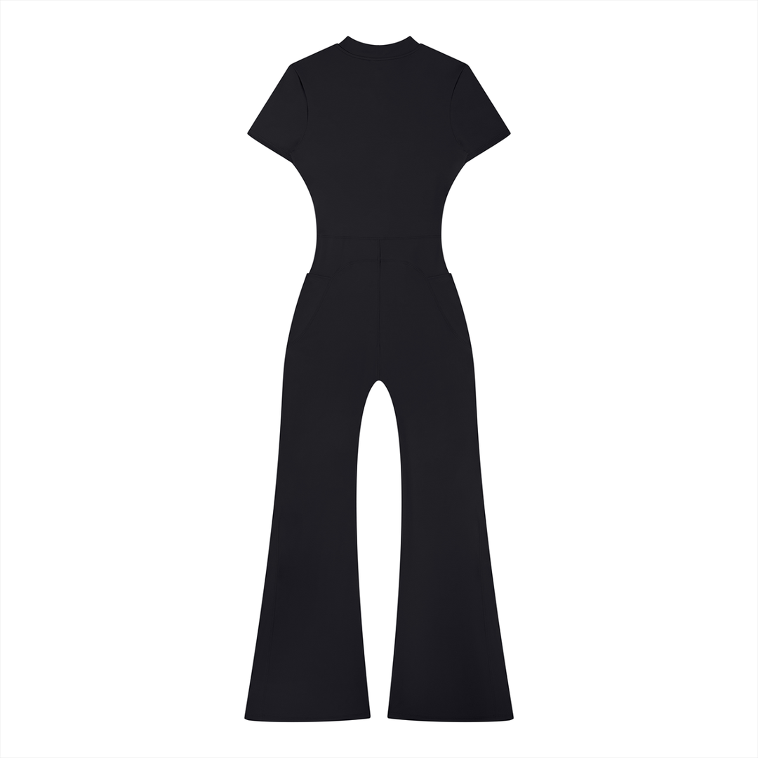 Nova Flared Leg Quarter-Zip Jumpsuit