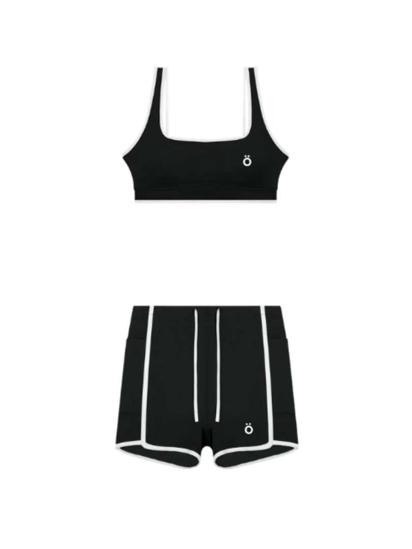 Ella + Mira Block Yoga Bra and Shorts Matching Set