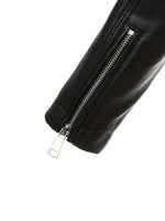 Load image into Gallery viewer, Women's Leather Moto Jacket Notch Lapel Asymmetric Zip Front Fitted Style
