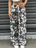 Load image into Gallery viewer, Women's Camo Cargo Pants Wide Leg Drawstring Waist Baggy Fit
