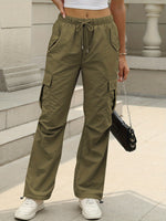 Load image into Gallery viewer, Women's Cargo Pants Drawstring Waist Straight Leg Style
