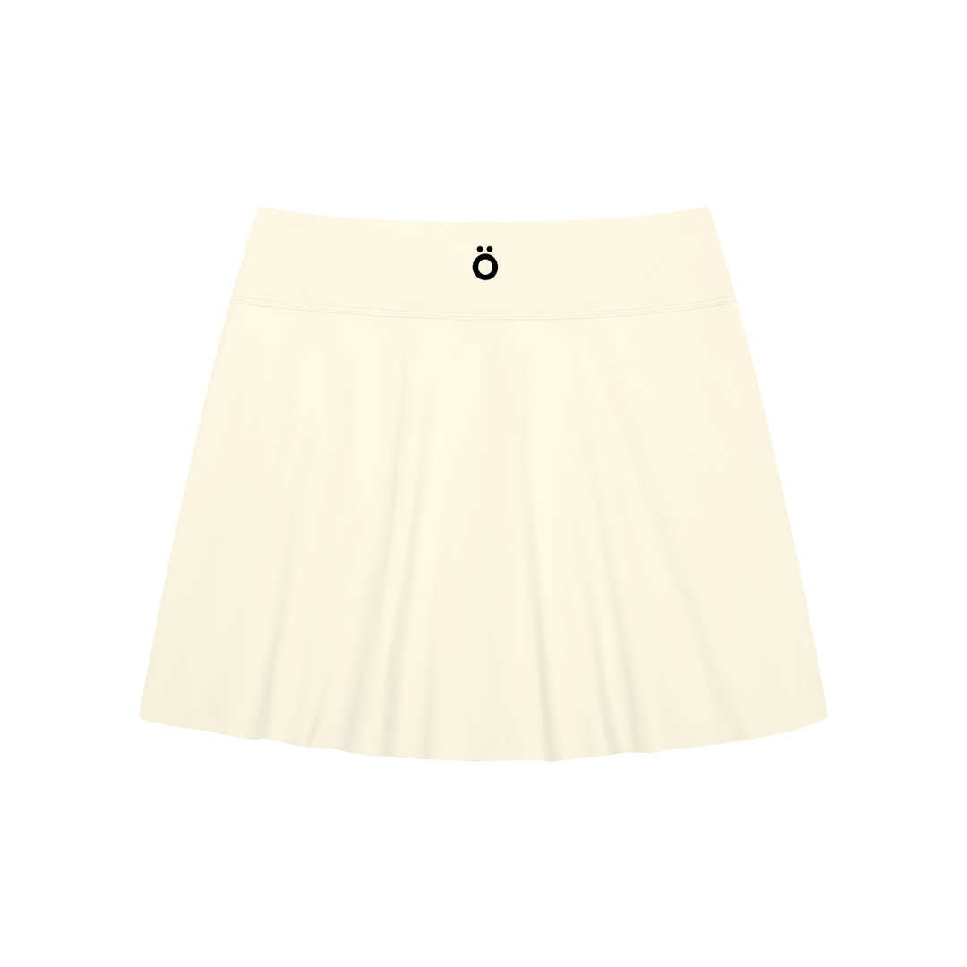 Viola  A-Line Contrast Panel Slit Skirt - in White Apricot