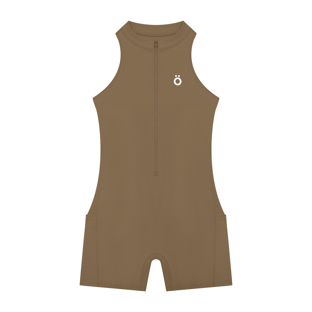 Minerva Quarter-Zip Yoga Romper - Dark Colors